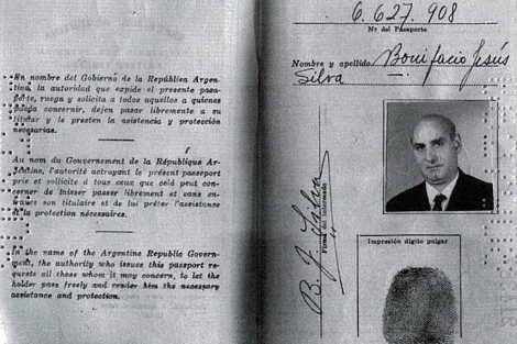 Pasaporte argentino de Domingo Malagón de septiembre de 1963, a nombre de Bonifacio Jesús Silva.