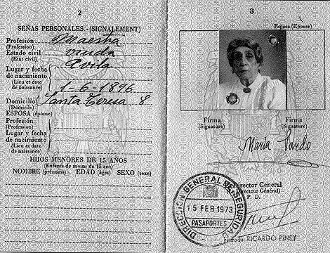 Pasaporte de Dolores Ibárruri, 'La Pasionaria', en 1973.